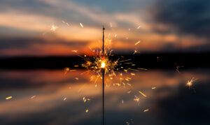 A sparkling burning firework.